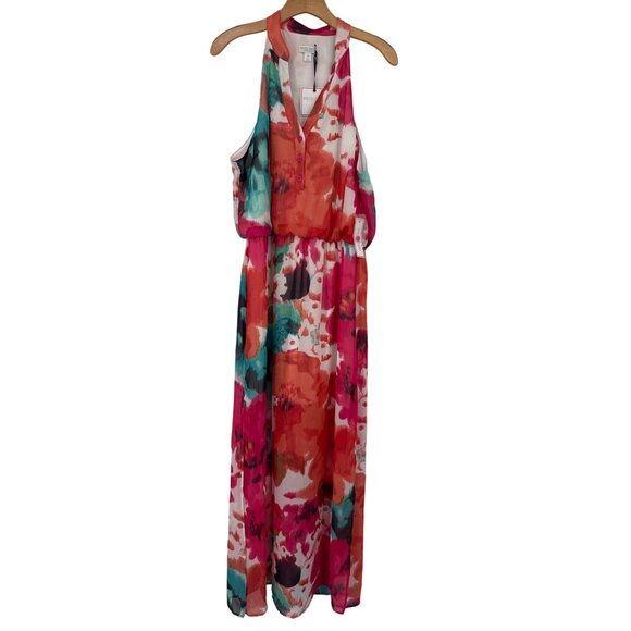 Bisou Bisou Womens Sleeveless  Maxi Dress floral Size 12 Polyester lined new - Picture 1 of 7